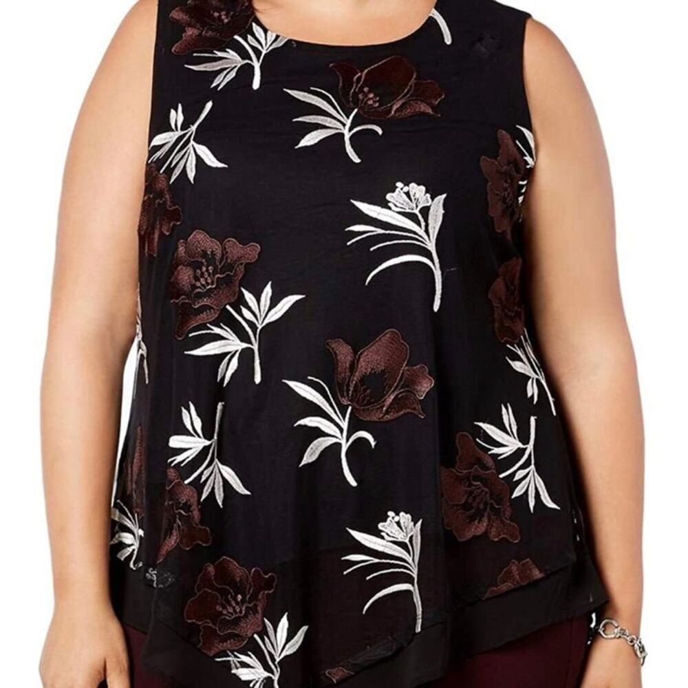 Alfani women’s Floral Embroidered Tank Top-0X